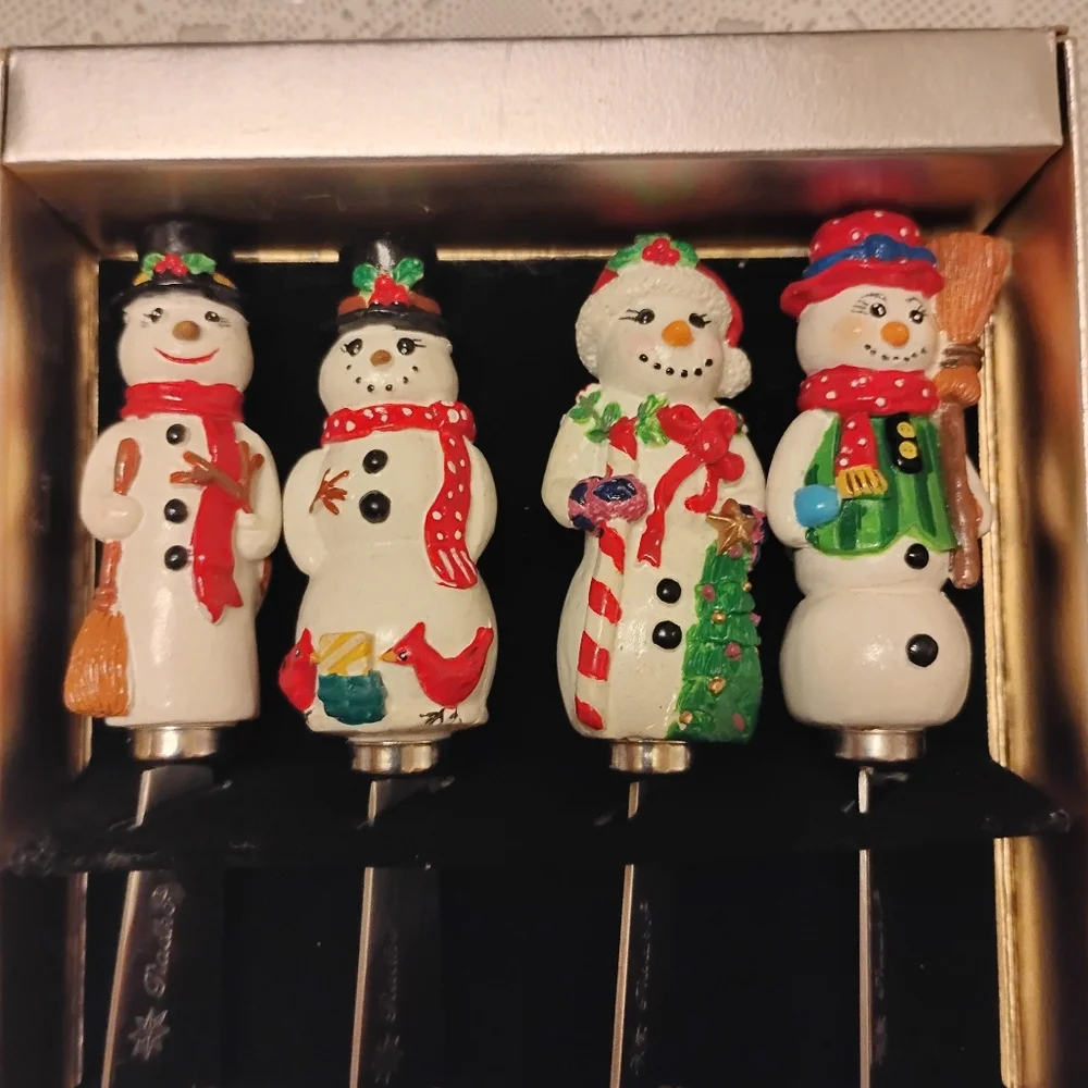 Christopher Radko Home for the Holidays Snowmen Pate Knives - Set of 4, Open Box